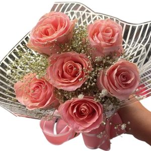 buque 6 rosas cor de rosas