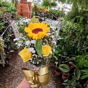 Buque girassol + rosa amarelo